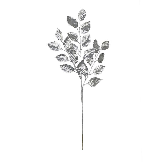 Artificial Metallic Birch Leaf Spray - Silver