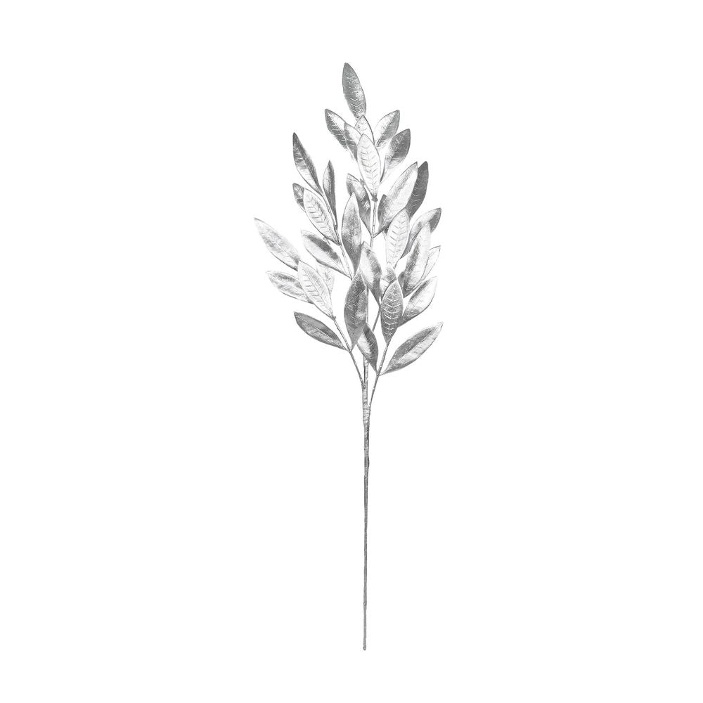 Artificial Metallic Laurel Leaf Spray - Silver