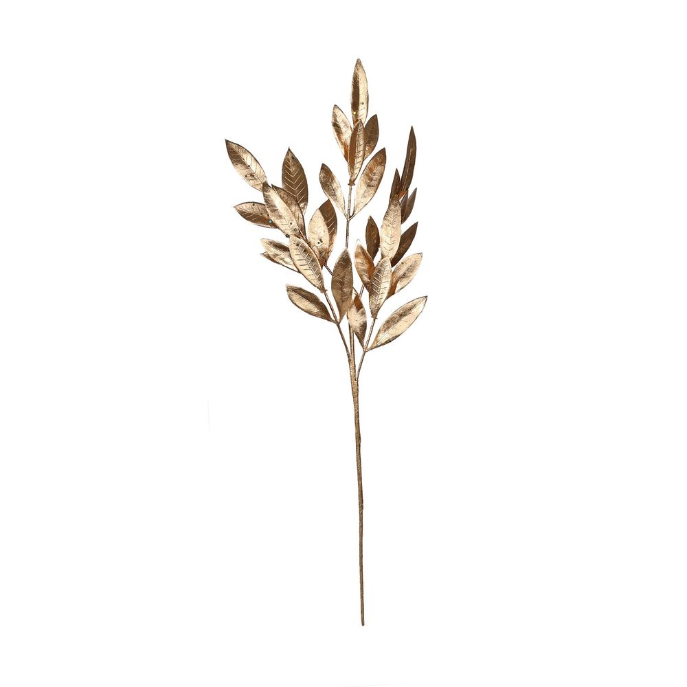 Artificial Metallic Laurel Leaf Spray - Gold