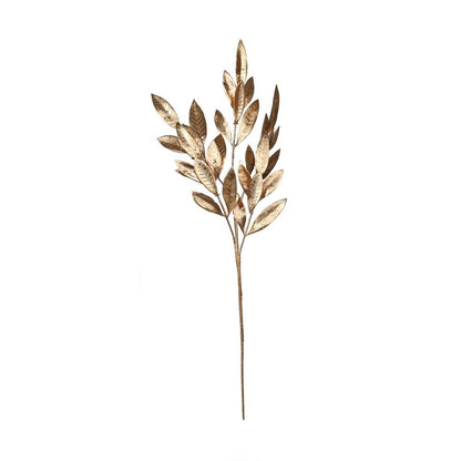 Artificial Metallic Laurel Leaf Spray - Gold