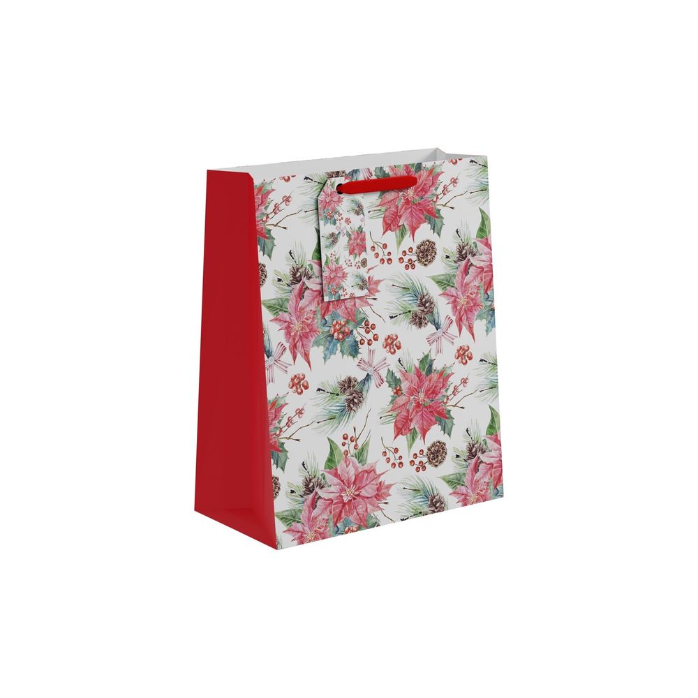 Large Christmas Poinsettia Gift Bag