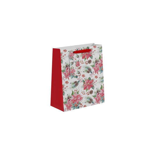 Medium Christmas Poinsettia Gift Bag