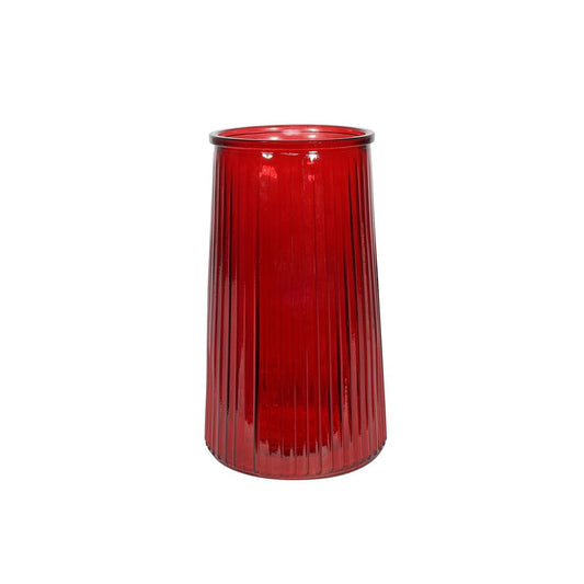 Red Ribbed Vase 21.5cm