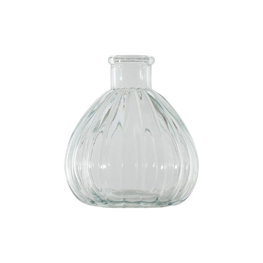 Clear Ribbed Round Bud Vase