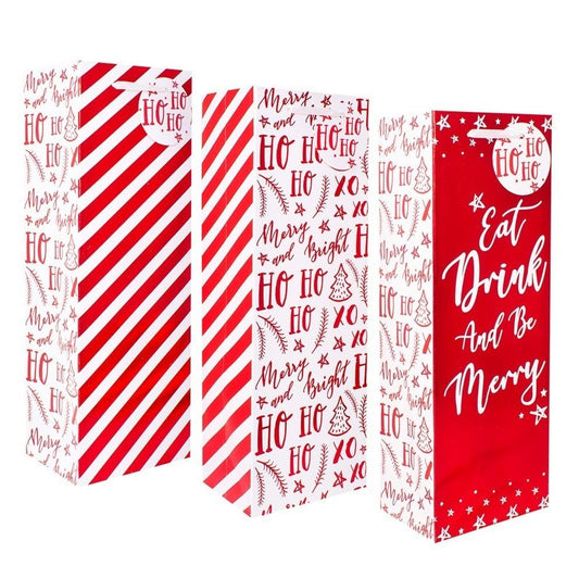 Red Christmas Bottle Gift Bags