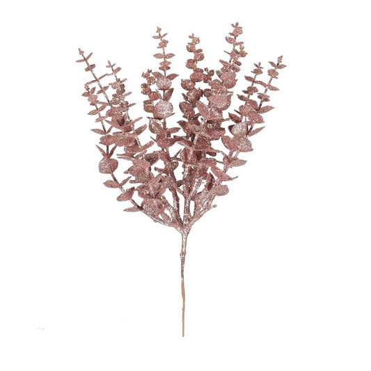 Pink Artificial Glitter Eucalyptus Bush