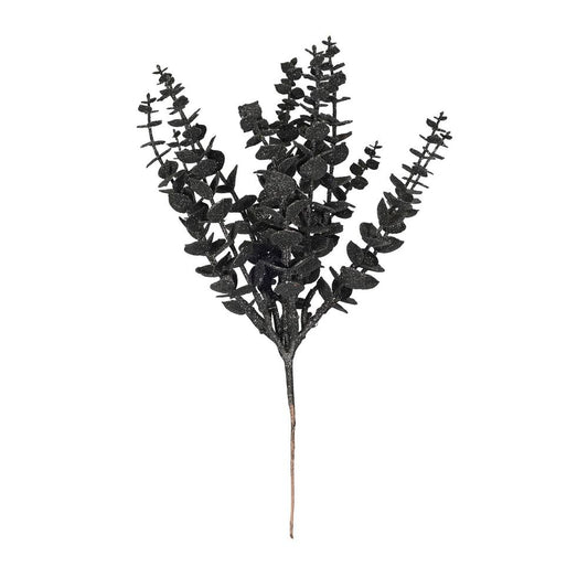 Black Artificial Glitter Eucalyptus Bush