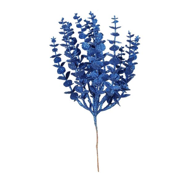 Artificial Glitter Eucalyptus Bush - Royal Blue