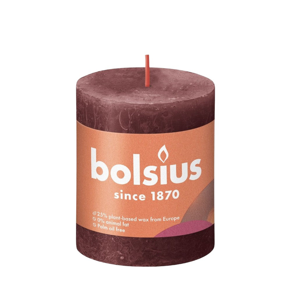 Bolsius Velvet Red Pillar Candle - 80 x 68mm