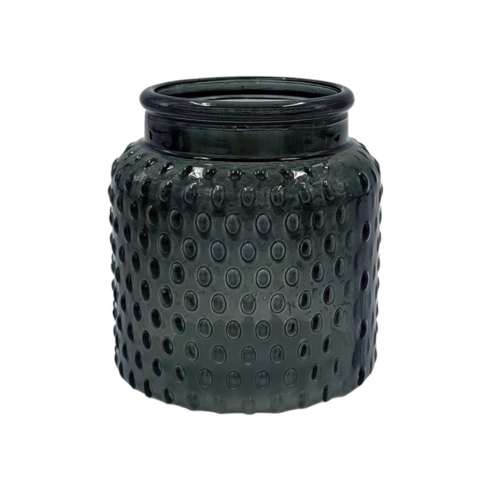 Grey Glass Jar Vase - 11cm