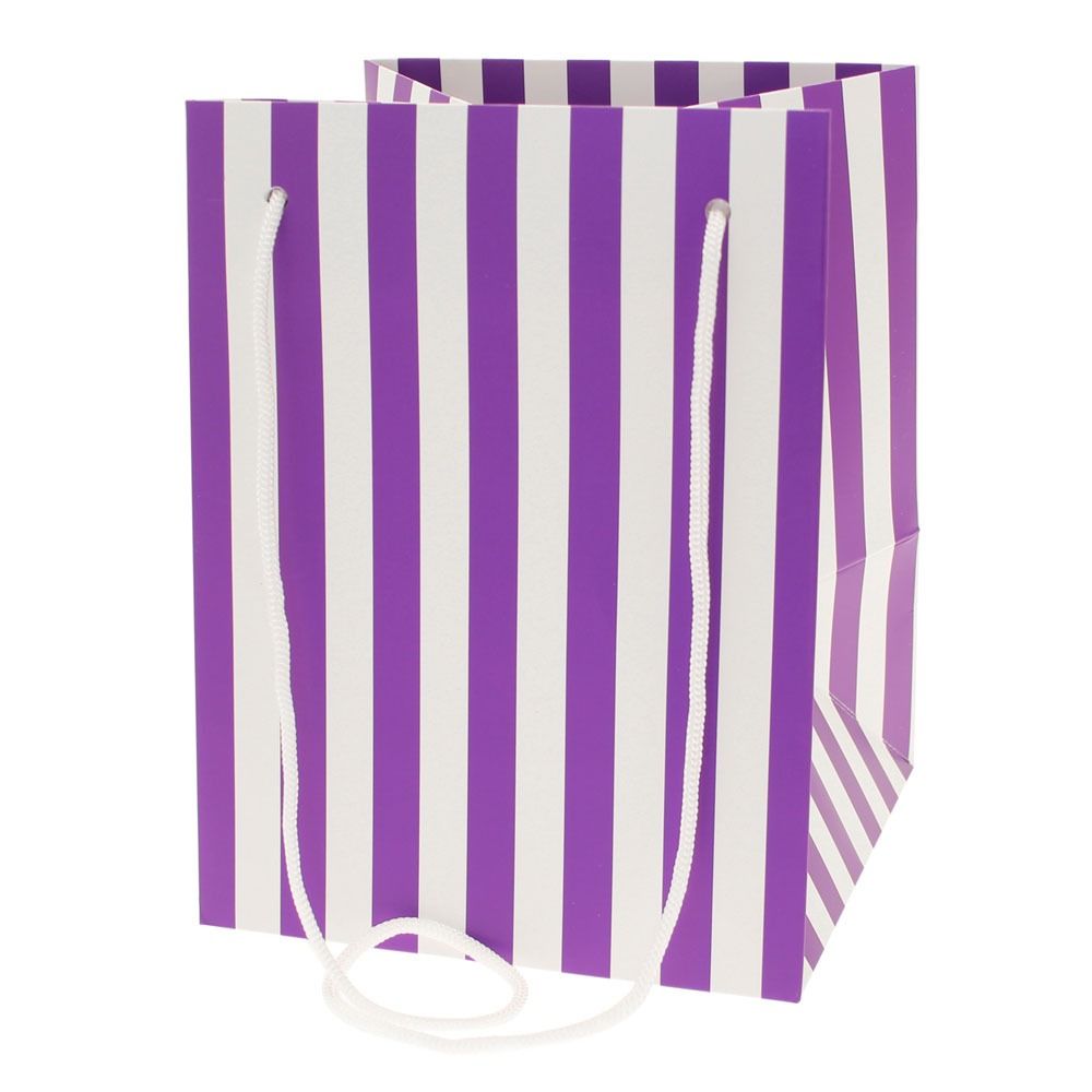 Purple Candy Stripe Hand Tied Gift Bag