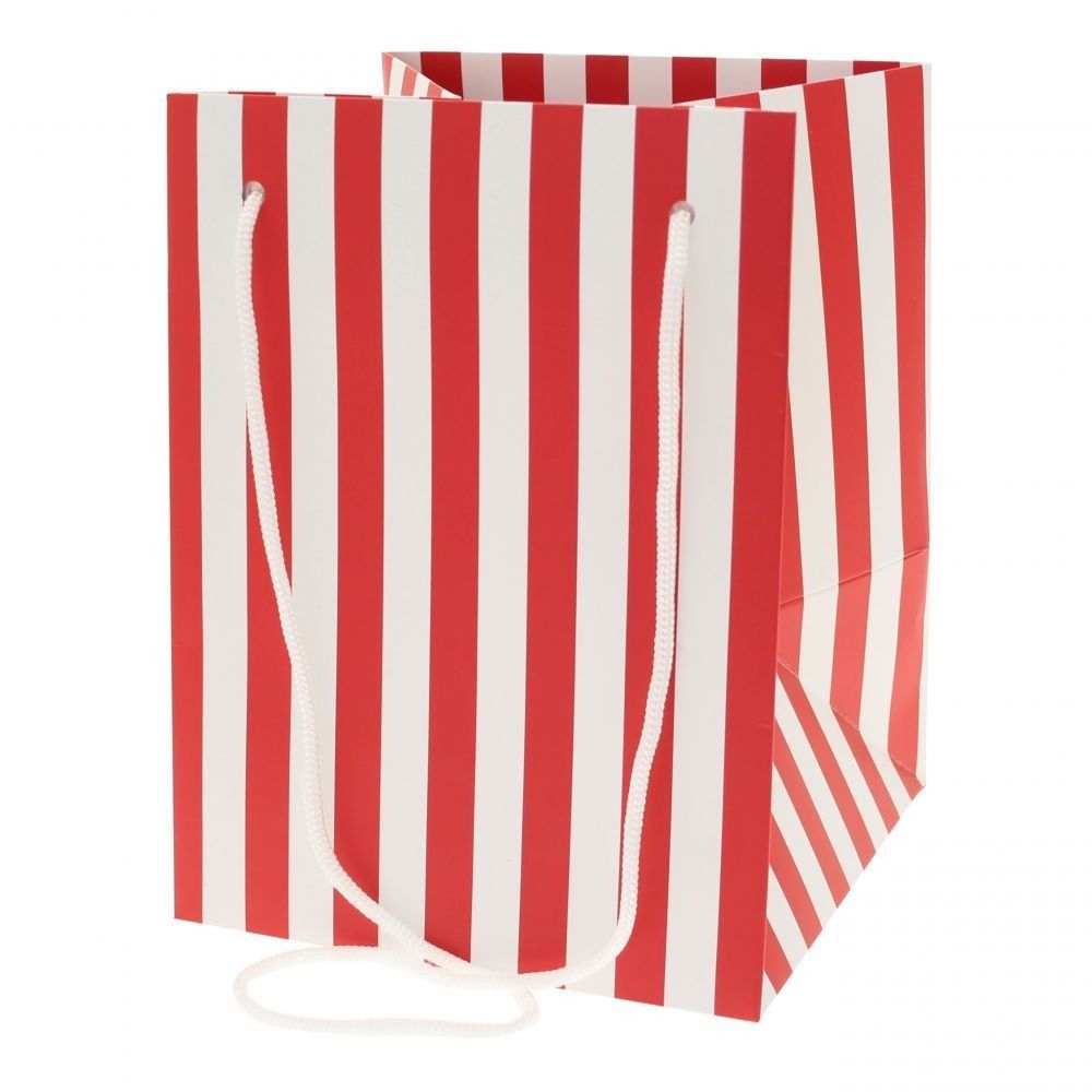 Red Candy Stripe Hand Tied Gift Bag