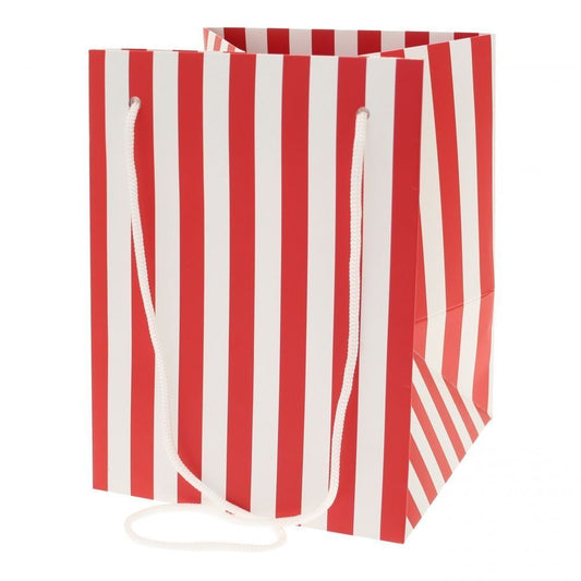 Red Candy Stripe Hand Tied Gift Bag