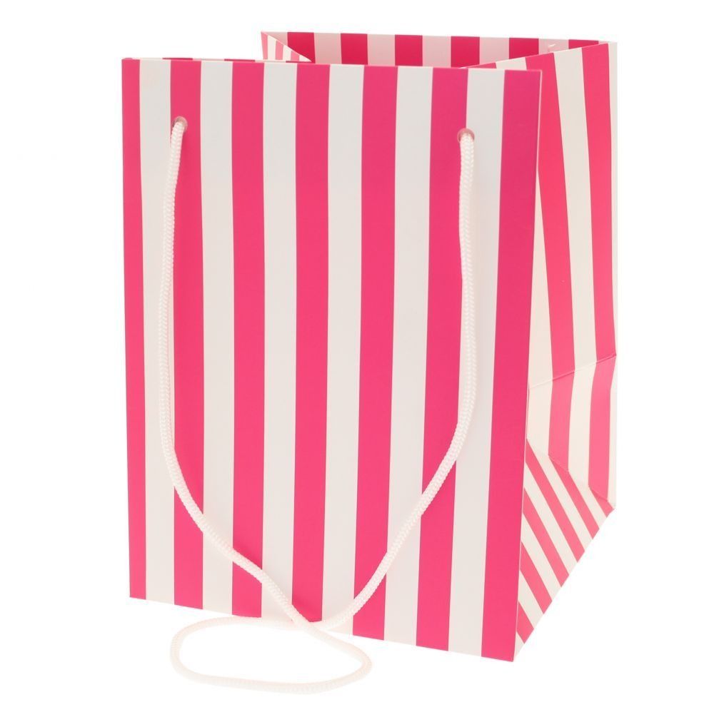 Hot Pink Candy Stripe Hand Tied Bag