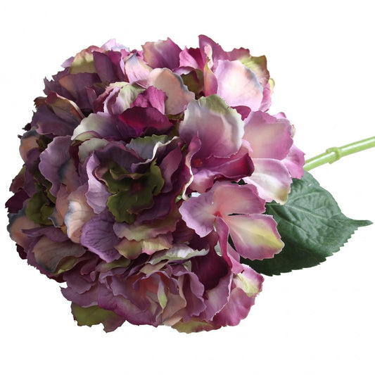 Artificial Silk Hydrangea Short Stem Pick 42 cm - Antique Purple