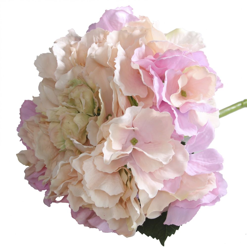 Blushed Pink Artificial Silk Hydrangea Short Stem Pick 42 cm