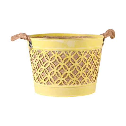 Yellow Planter with Rope Handle