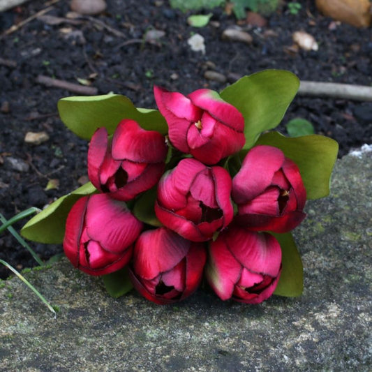 Artificial Silk Tulip Bunch - Red