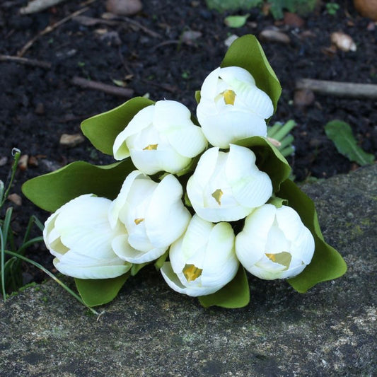 Artificial Silk Tulip Bunch - White