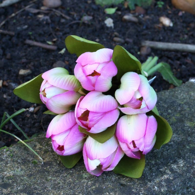 Fuschia Artificial Silk Tulip Bunch