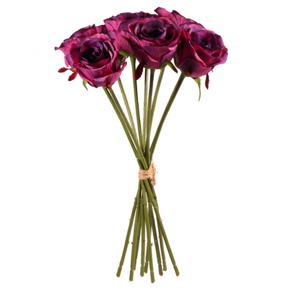 Dark Purple Artificial Silk Rose Bundle