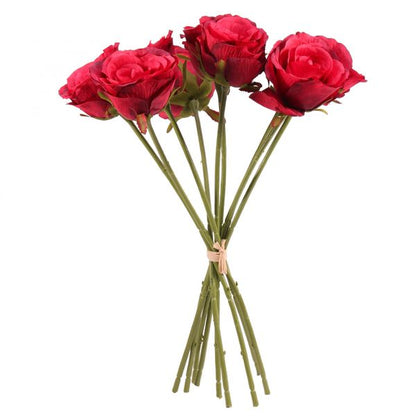 Artificial Silk Rose Bundle - Red