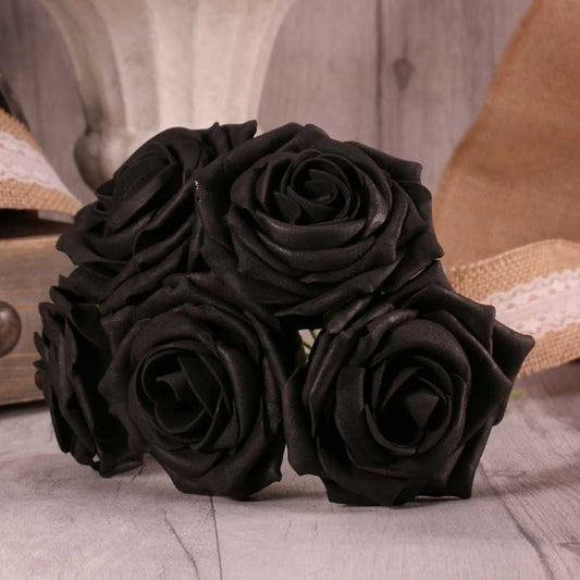 Black Bunch of 5 Foam Open Tea Rose