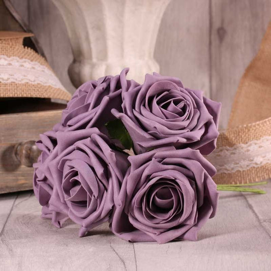 Bunch of 5 Foam Open Tea Roses - Mauve