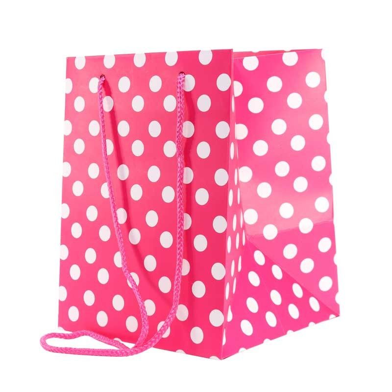 Bright Pink Polka Dot Handtied Gift Bag