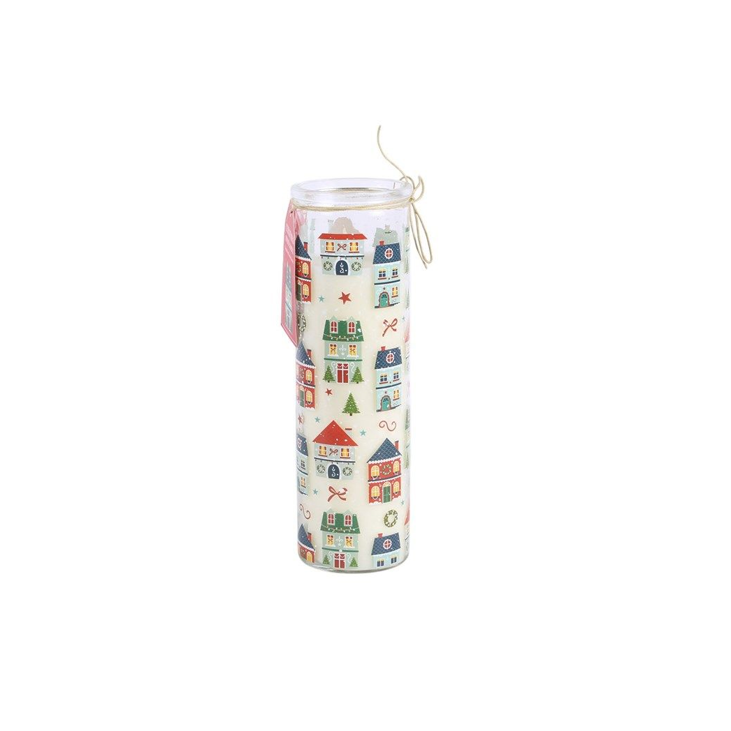 Christmas Street Print Gingerbread Cookie Tube Candle