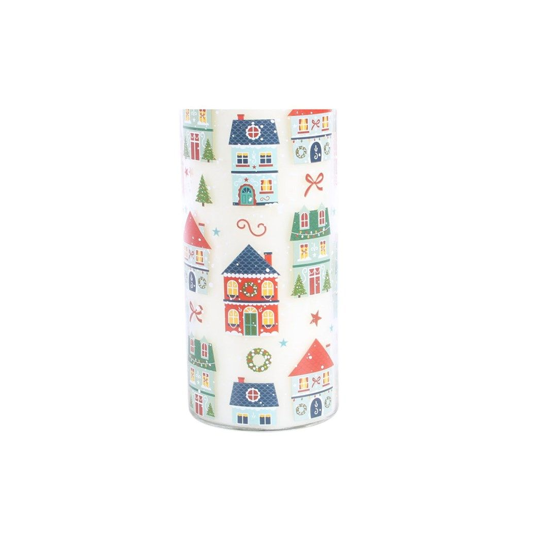 Christmas Street Print Gingerbread Cookie Tube Candle