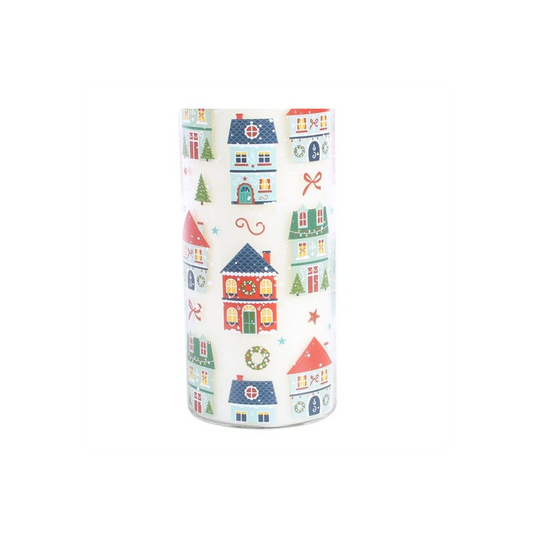 Christmas Street Print Gingerbread Cookie Tube Candle