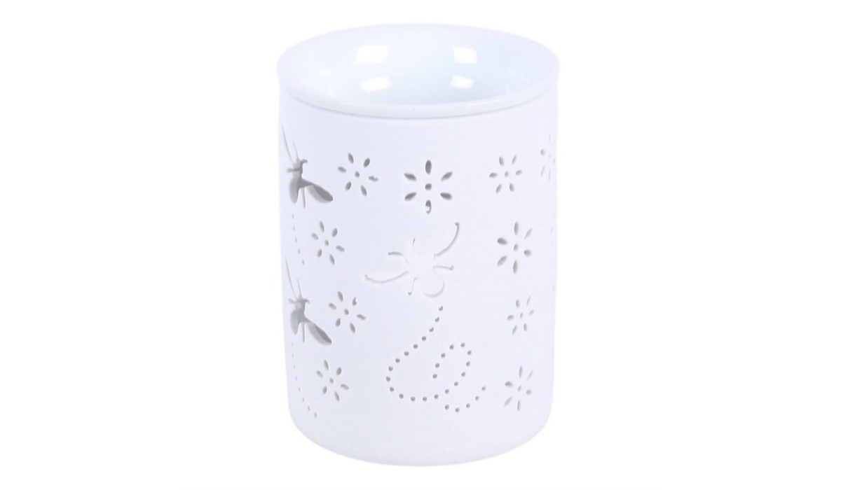 White Bee and Flower Cut Out Oil Burner and Wax Warmer