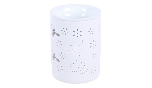 White Bee and Flower Cut Out Oil Burner and Wax Warmer