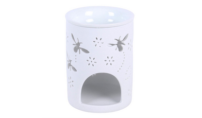 White Bee and Flower Cut Out Oil Burner and Wax Warmer