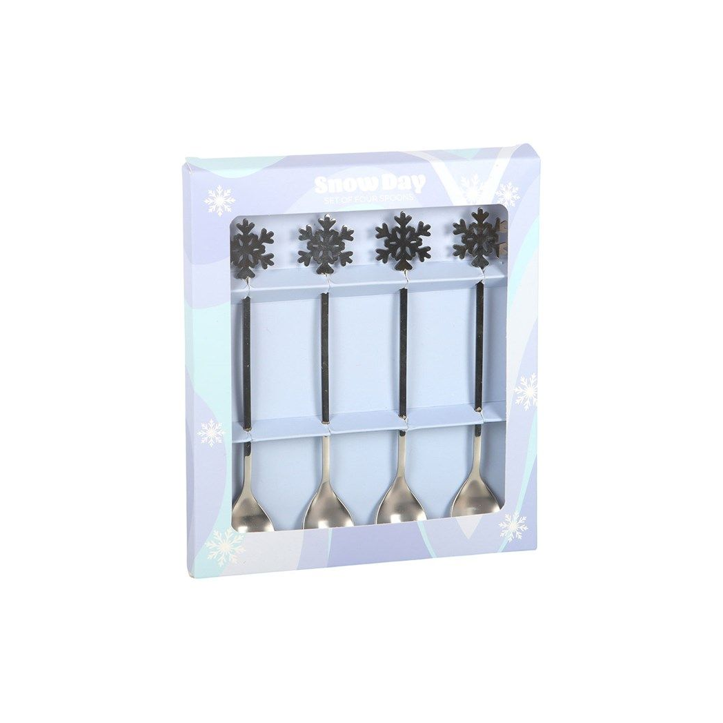 Set of 4 Metal Snowflake Spoons