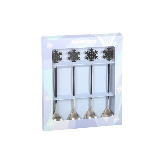 Set of 4 Metal Snowflake Spoons