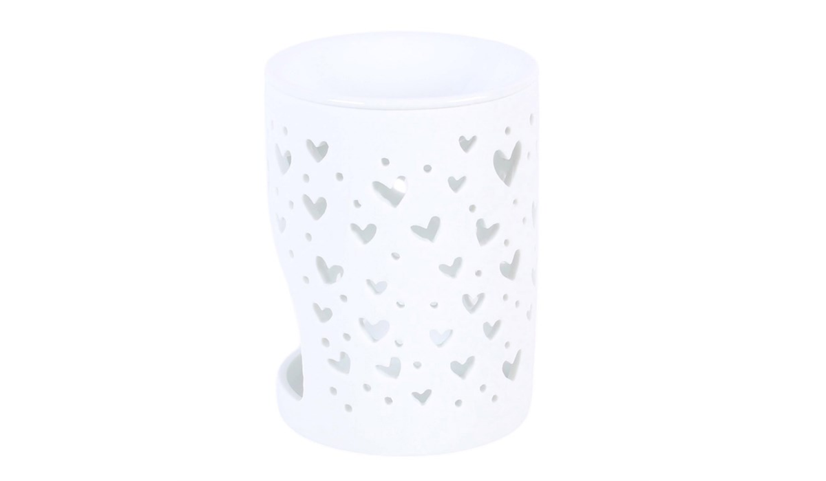 White Heart Cut Out Oil Burner and Wax Warmer