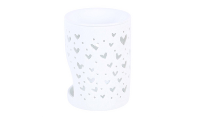 White Heart Cut Out Oil Burner and Wax Warmer