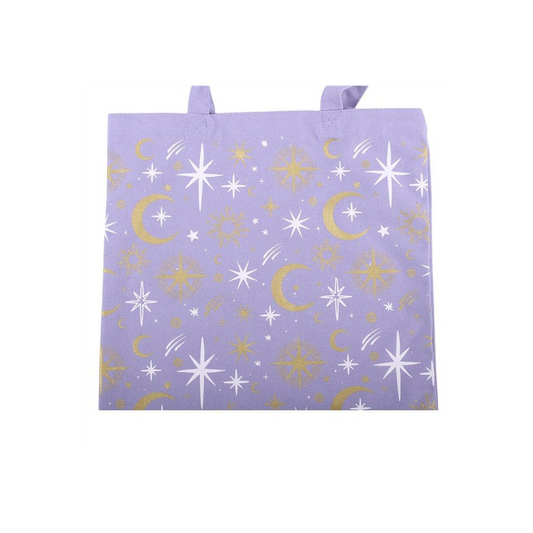 Purple Celestial Print Tote Bag