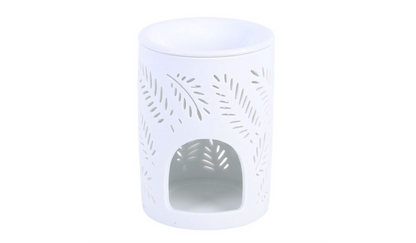 White Leafy Fern Cut Out Oil Burner and Wax Warmer