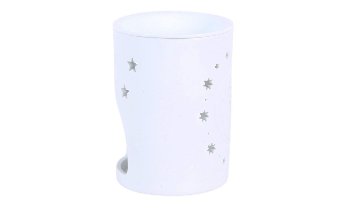 White Sun and Moon Cut Out Oil Burner and Wax Warmer