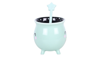 Mint Green Cauldron Mug with Wand Stirrer