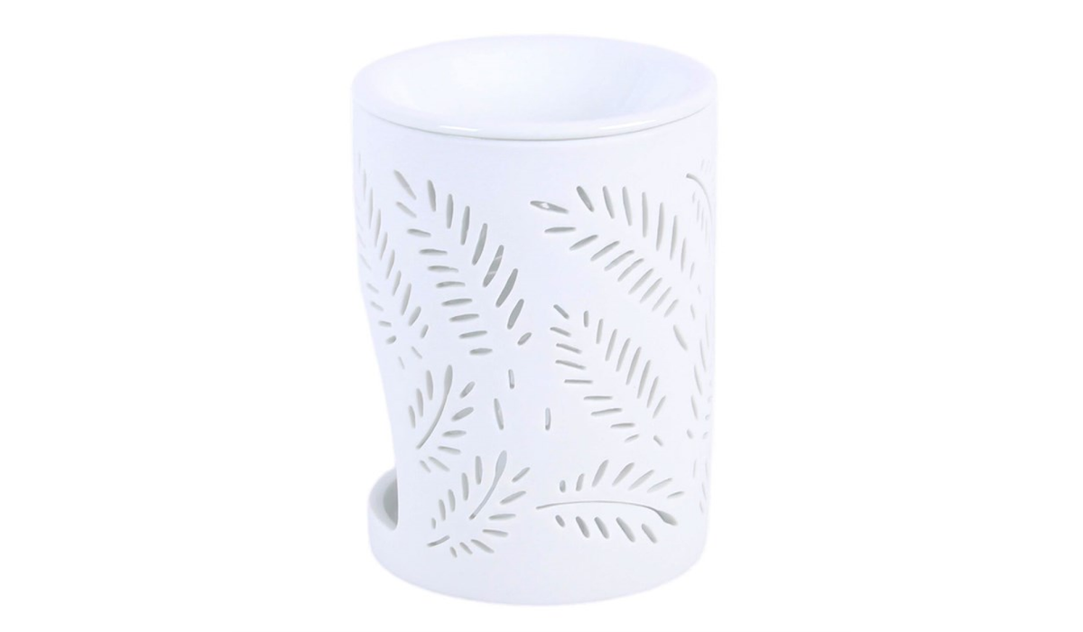 White Leafy Fern Cut Out Oil Burner and Wax Warmer