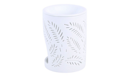 White Leafy Fern Cut Out Oil Burner and Wax Warmer