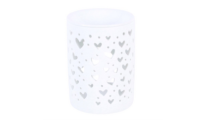 White Heart Cut Out Oil Burner and Wax Warmer