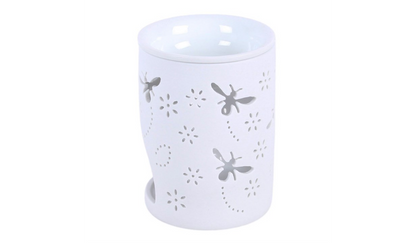 White Bee and Flower Cut Out Oil Burner and Wax Warmer