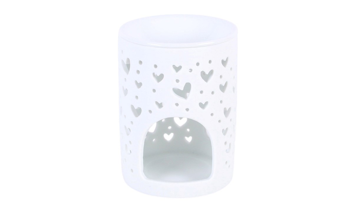 White Heart Cut Out Oil Burner and Wax Warmer