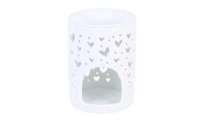 White Heart Cut Out Oil Burner and Wax Warmer