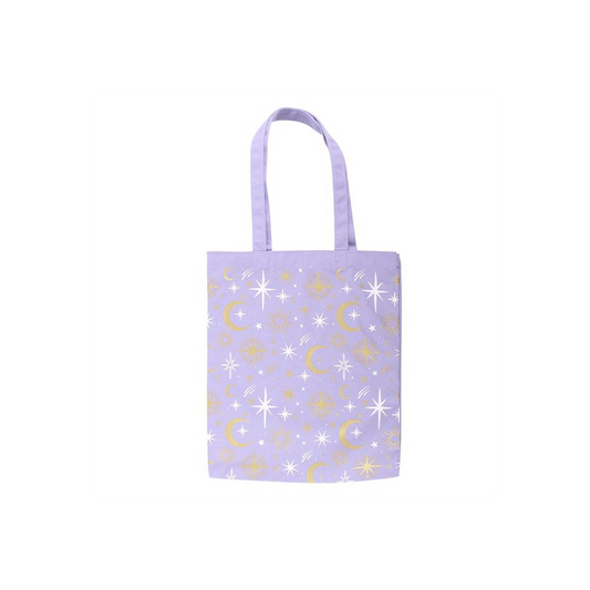 Purple Celestial Print Tote Bag